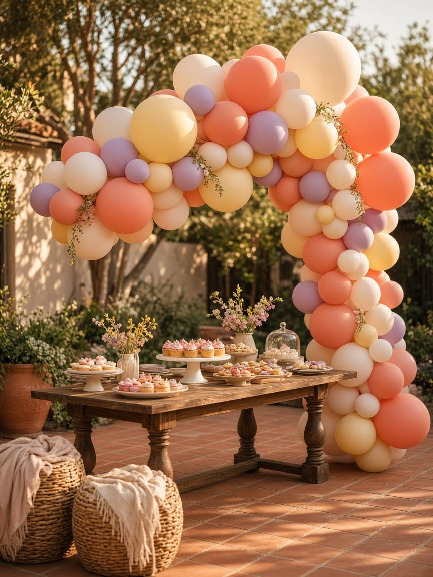 A balloon install at a backyard party